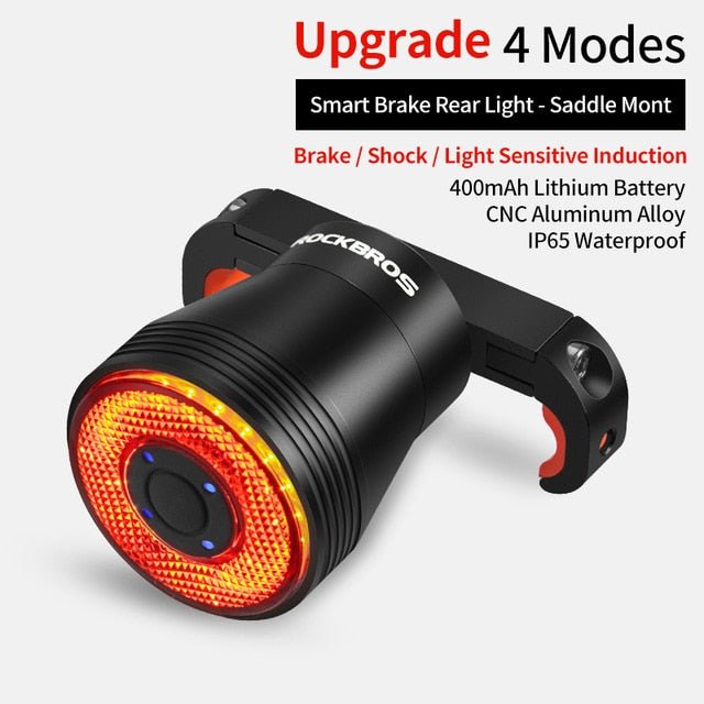 Bicycle Smart Auto Brake Sensing Light IPx6 Waterproof LED Charging Cycling Taillight Bike Rear Light Accessories Q5-8