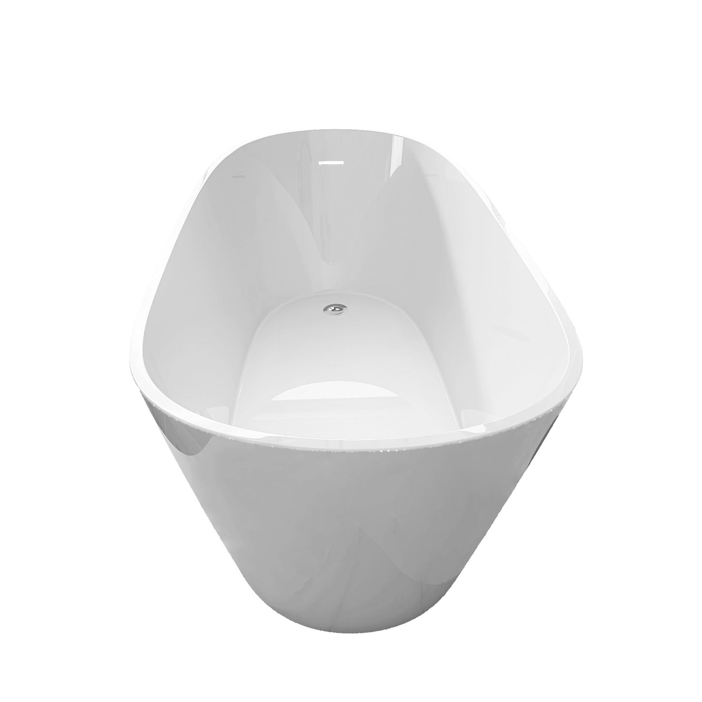 67" Acrylic Free Standing Tub - Classic Oval Shape Soaking Tub, Adjustable Freestanding Bathtub with Integrated Slotted Overflow and Chrome Pop-up Drain Anti-clogging Gloss White