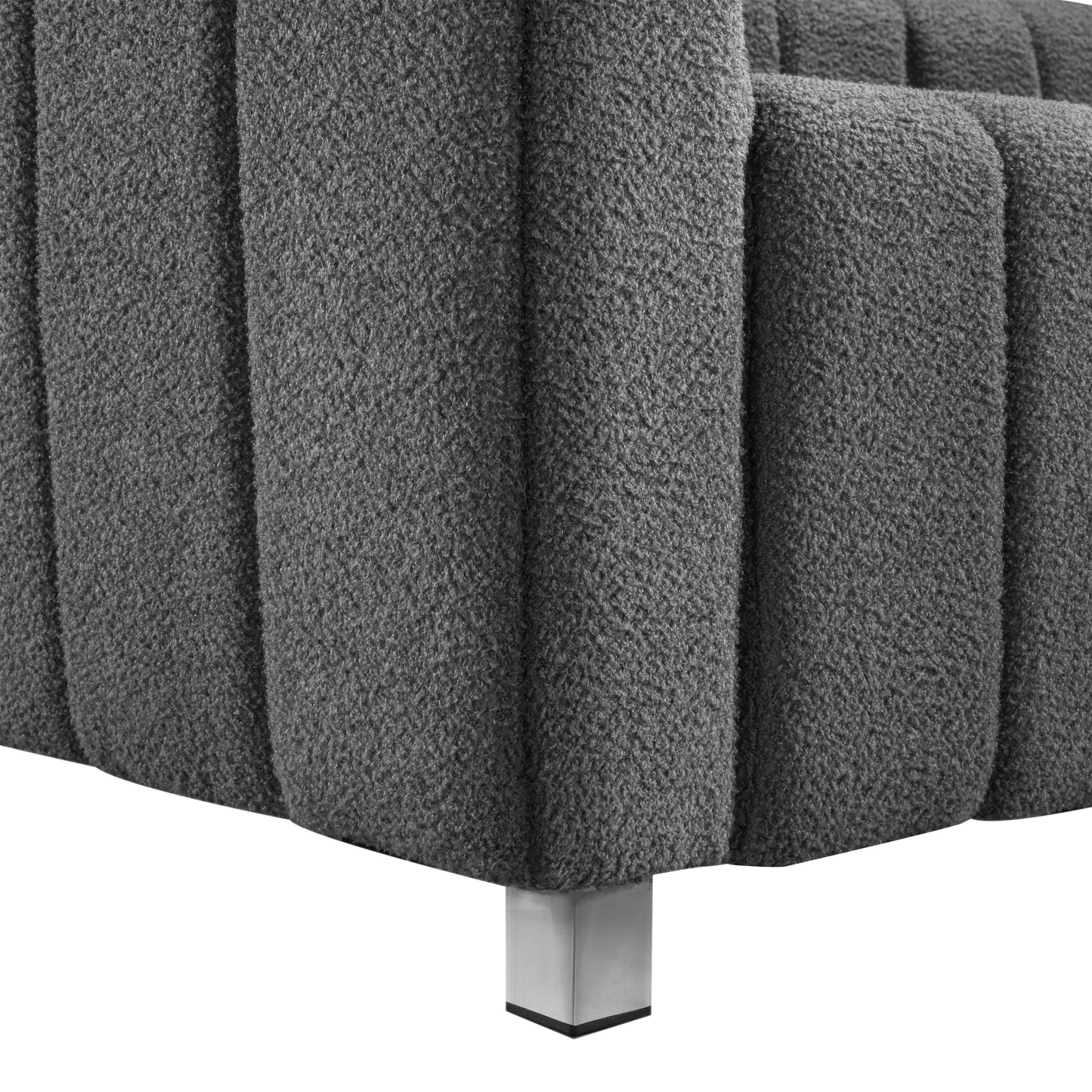 [VIDEO provided] [New] 82*30" Modern Teddy Velvet Sofa,2-3 Seat Mid Century Indoor Couch, Exquisite Upholstered Loveseat with Striped Decoration for Living Room,Bedroom,Apartment,2 Colors(2 Pillows)