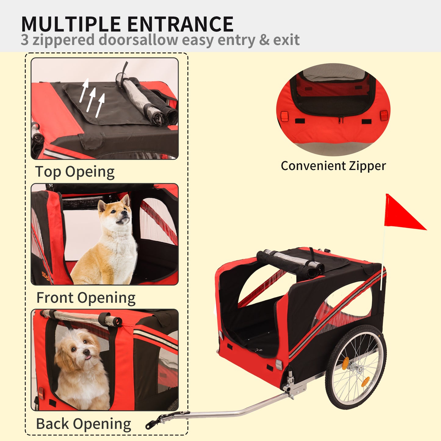 Outdoor Heavy Duty Foldable Utility Pet Stroller Dog Carriers Bicycle Trailer