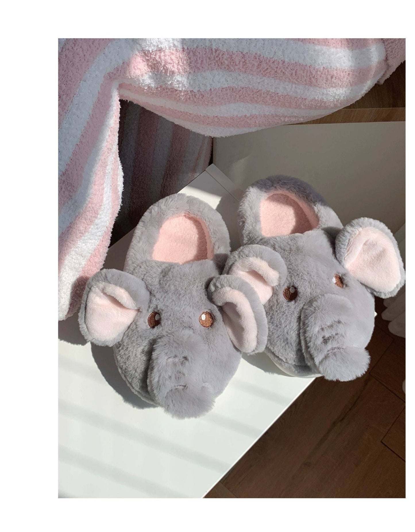 Plush Warm Indoor Cotton Shoes New Creative Three-dimensional Elephant Winter Baotou Cotton Slippers