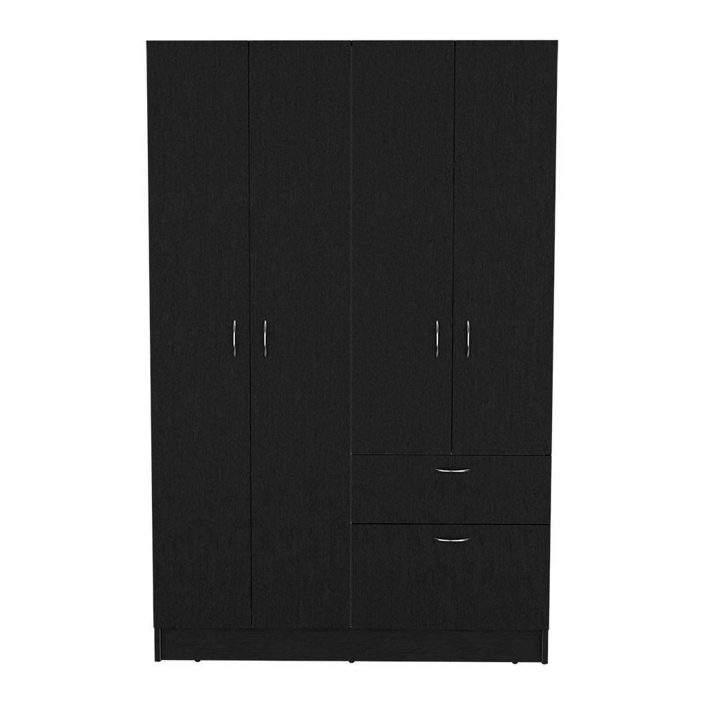 Vaupes Armoire, Double Door Cabinet, One Drawer, Five Interior Shelves, Rod -Black / White