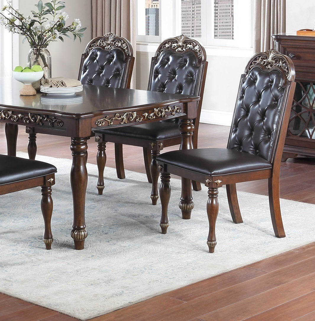 Formal 1pc Dining Table Only Brown Finish Antique Design Rubberwood Dining Room Furniture