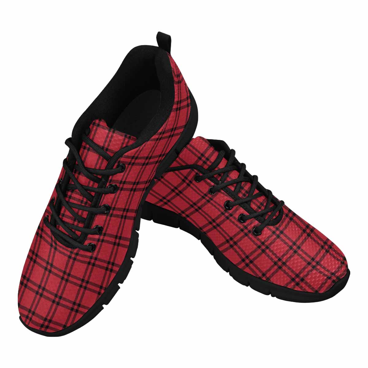 Sneakers For Men,   Buffalo Plaid Red And Black - Running Shoes Dg842