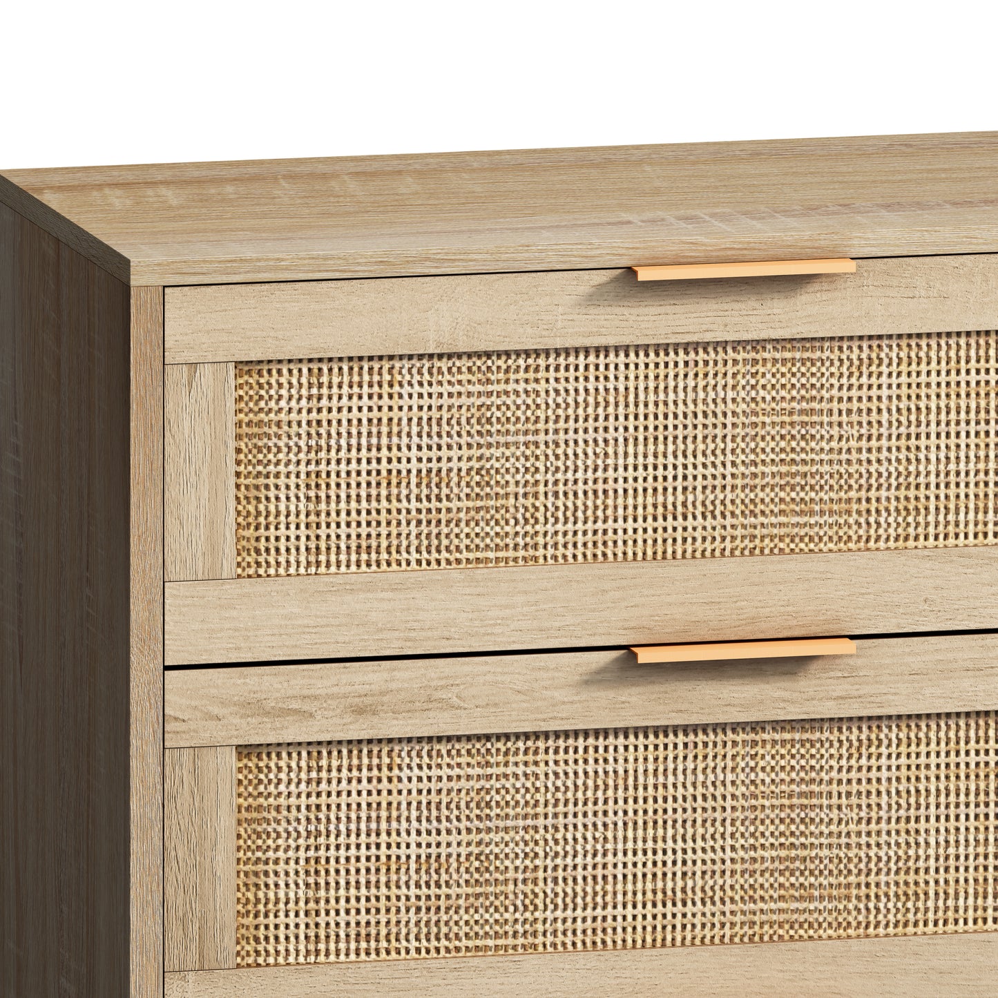 51.18"6-Drawers Rattan Storage Cabinet Rattan Drawer,for Bedroom,Living Room,Natural