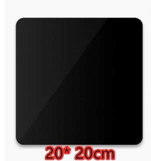 Black square sheet with dimensions 20x20cm on a white background