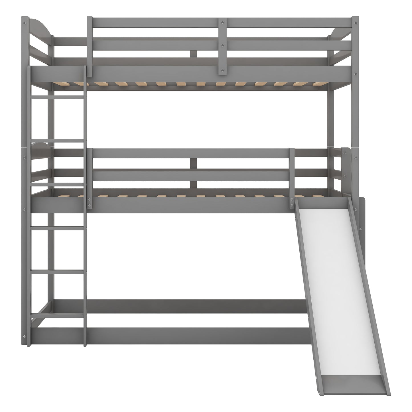 Twin over Twin over Twin Adjustable Triple Bunk Bed with Ladder and Slide,Gray(OLD SKU:SM000508AAE)