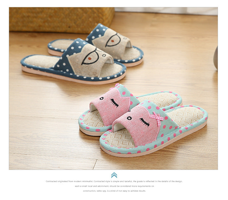 Children's Cartoon Linen Slippers Women's Summer Indoor Non-slip. Raee-Industries