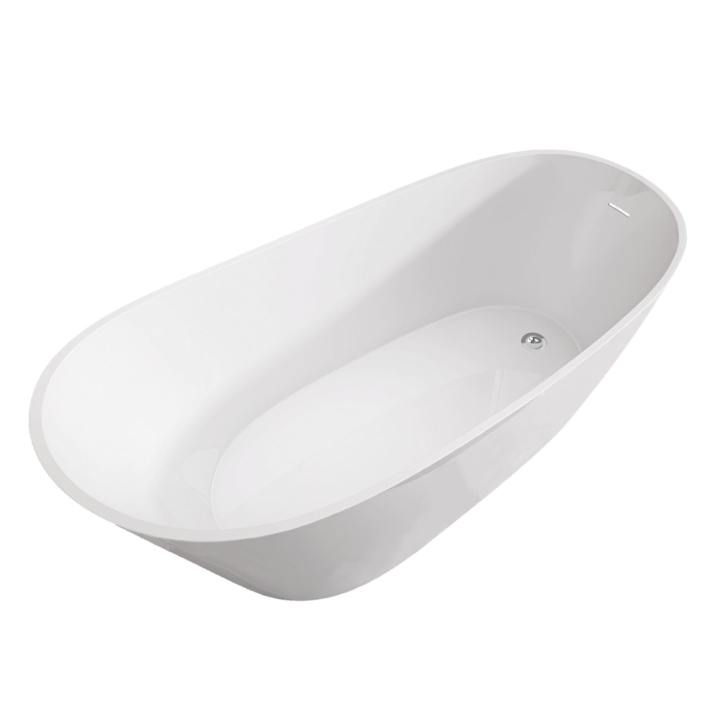 67" Acrylic Free Standing Tub - Classic Oval Shape Soaking Tub, Adjustable Freestanding Bathtub with Integrated Slotted Overflow and Chrome Pop-up Drain Anti-clogging Gloss White