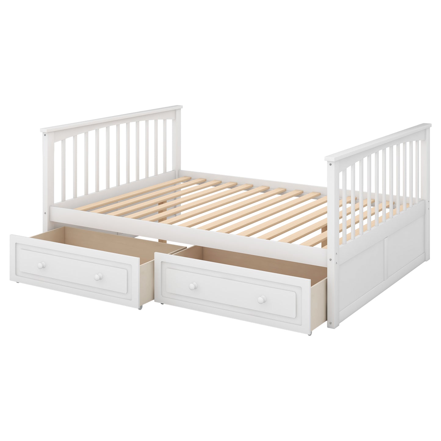 Full over Full Bunk Bed with Drawers, Convertible Beds, White(OLD SKU:SM000241AAK)