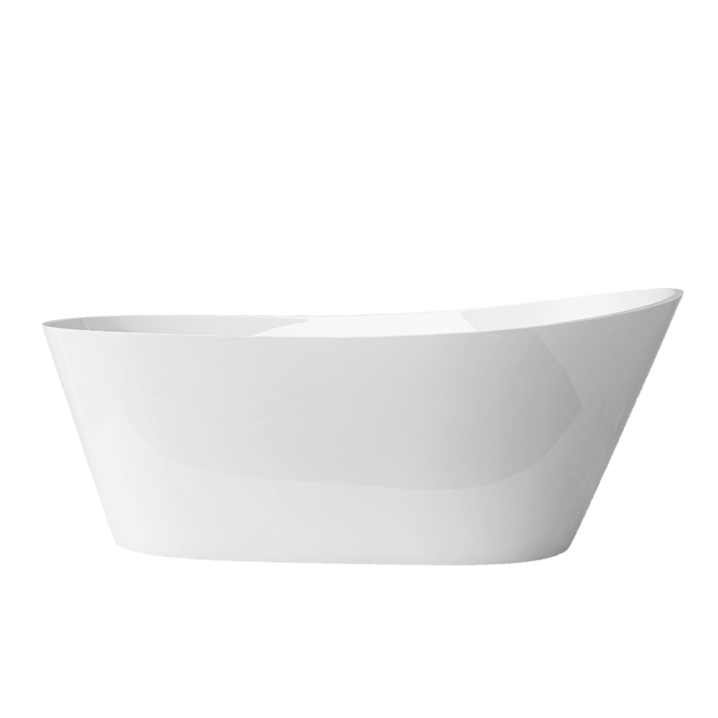 67" Acrylic Free Standing Tub - Classic Oval Shape Soaking Tub, Adjustable Freestanding Bathtub with Integrated Slotted Overflow and Chrome Pop-up Drain Anti-clogging Gloss White