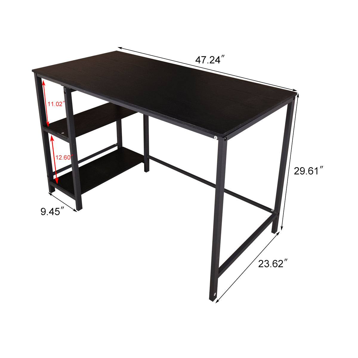 Computer Desk, 47.24 inch Home Office Desk, Modern Simple Style PC Table for Home, Office, Study, Writing,  Black