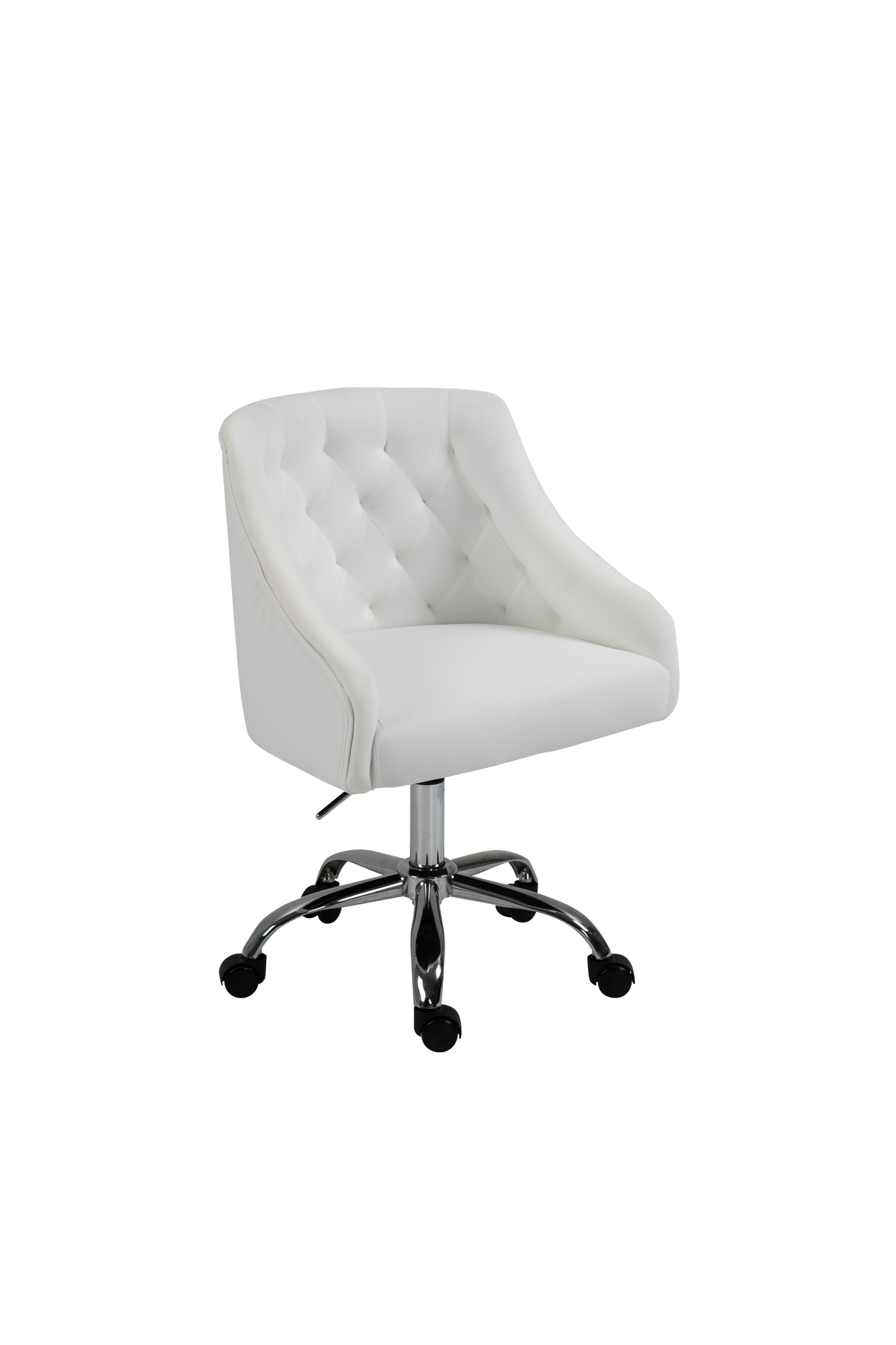 Velvet Office Swivel Chair, Vanity Chair, Fabric Desk Chair, Pretty Fancy Chair, Gold Office Chair for Girls, 360°Swivel Height Adjustable Reception Chair (White)