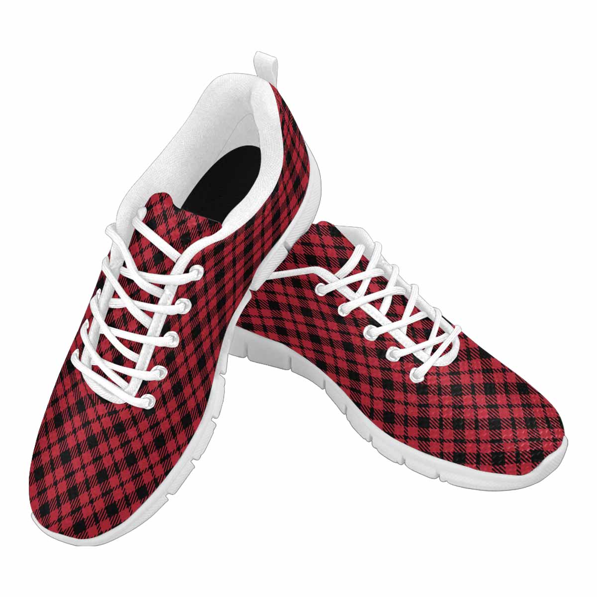 Sneakers For Men,   Buffalo Plaid Red And Black - Running Shoes Dg841