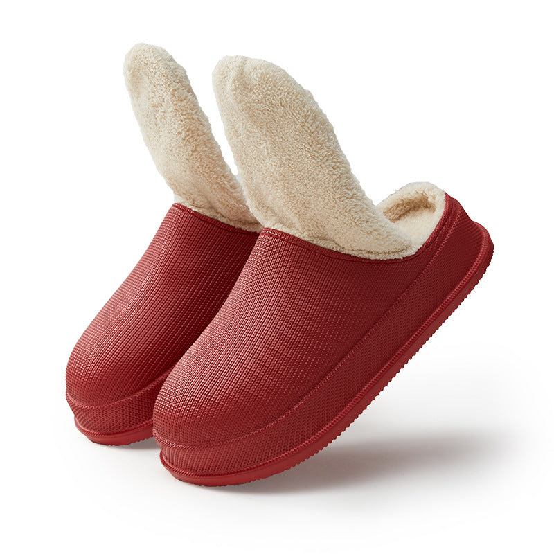 Men's And Women's Waterproof Warm Thick Bottom Non-slip Cotton Slippers