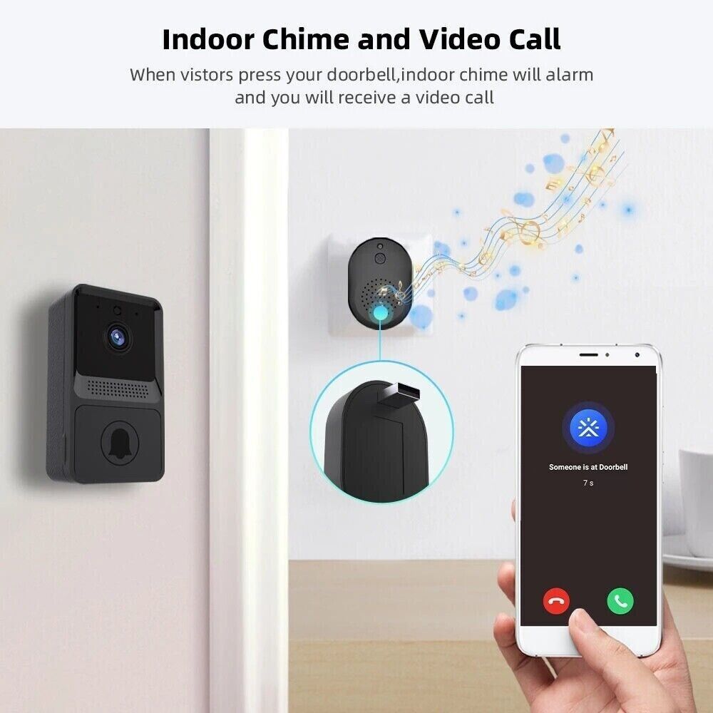 Smart Wireless WiFi Doorbell Intercom Video Camera Door Ring Bell