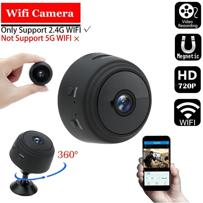 1pc A9 Mini Camera; HD 720P 2.4G Wifi IP Camera; Night Vision; Smart