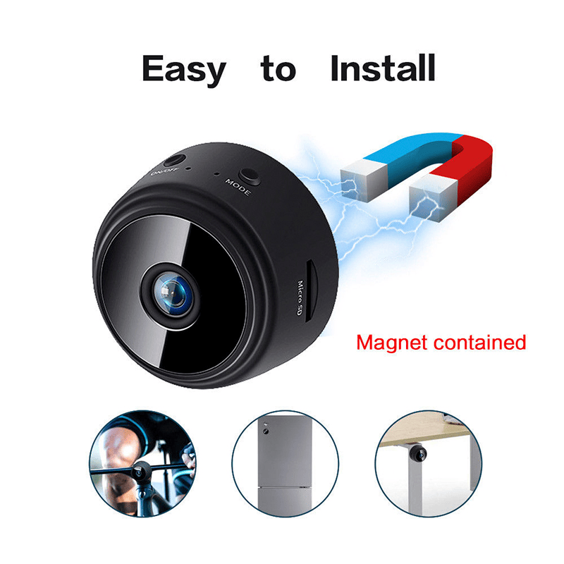 1pc A9 Mini Camera; HD 720P 2.4G Wifi IP Camera; Night Vision; Smart