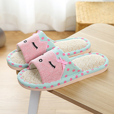 Children's Cartoon Linen Slippers Women's Summer Indoor Non-slip. Raee-Industries