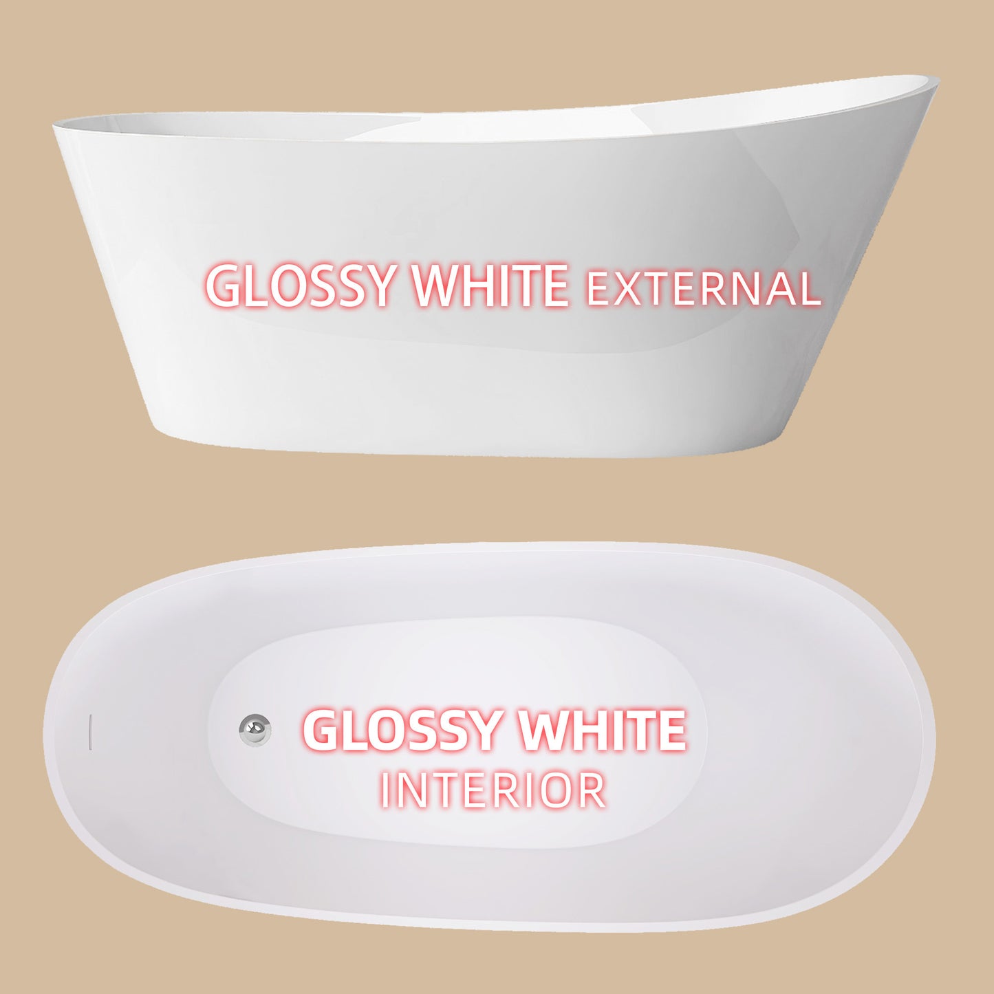 67" Acrylic Free Standing Tub - Classic Oval Shape Soaking Tub, Adjustable Freestanding Bathtub with Integrated Slotted Overflow and Chrome Pop-up Drain Anti-clogging Gloss White