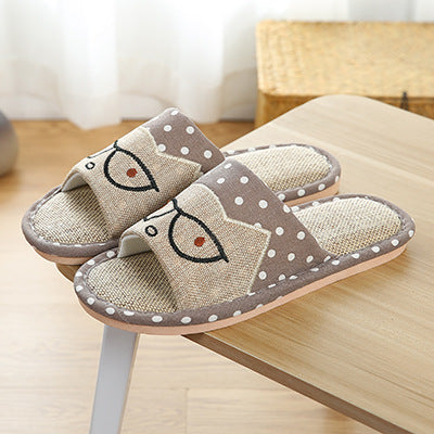 Children's Cartoon Linen Slippers Women's Summer Indoor Non-slip. Raee-Industries