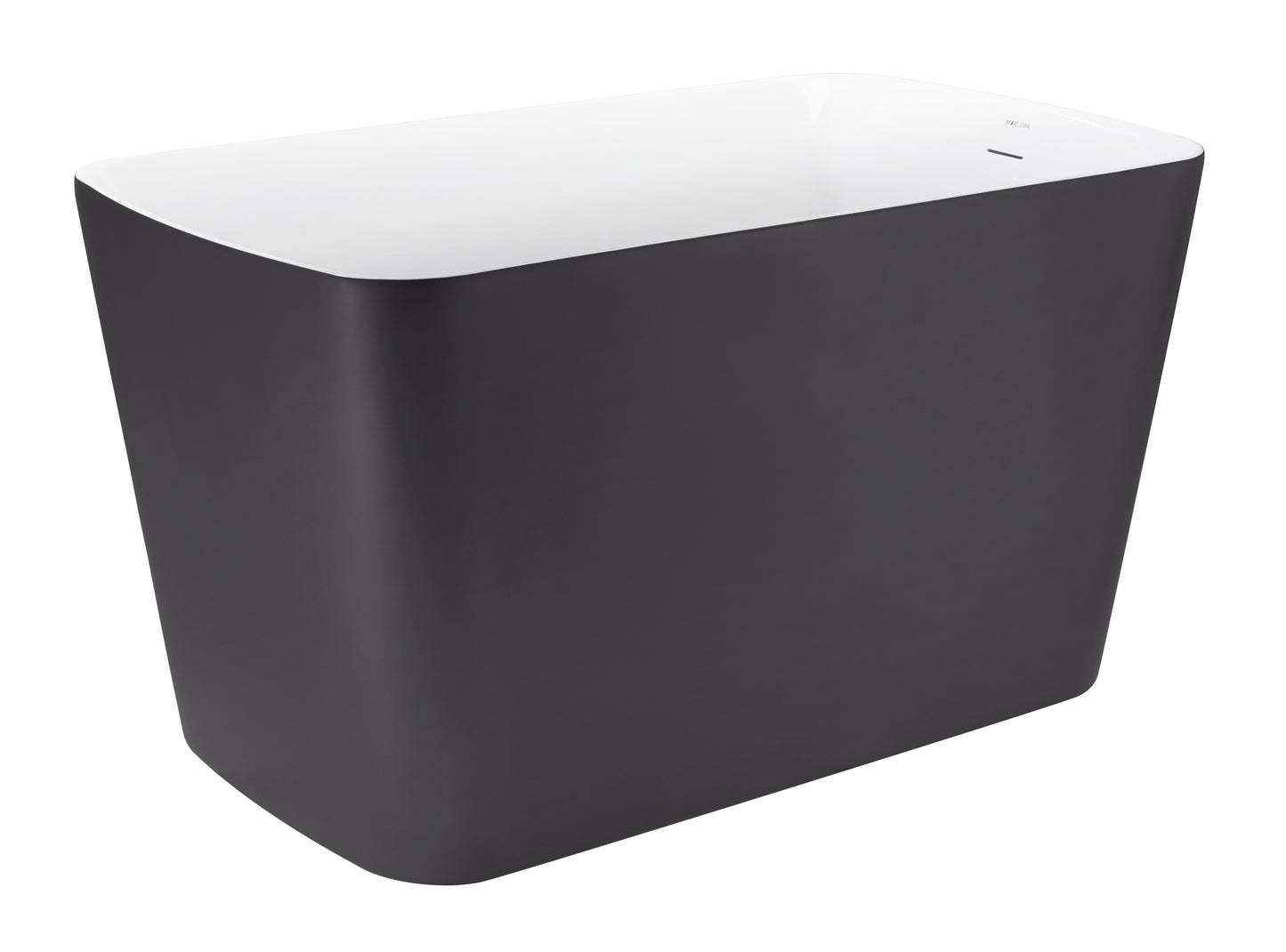 47" 100% Acrylic Freestanding Bathtub，Contemporary Soaking Tub，white inside and gray outside