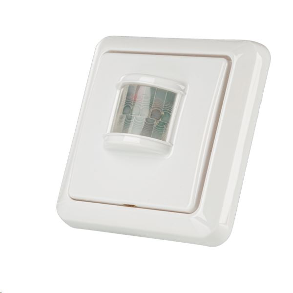 White rectangular electronic device with a digital display on a white background