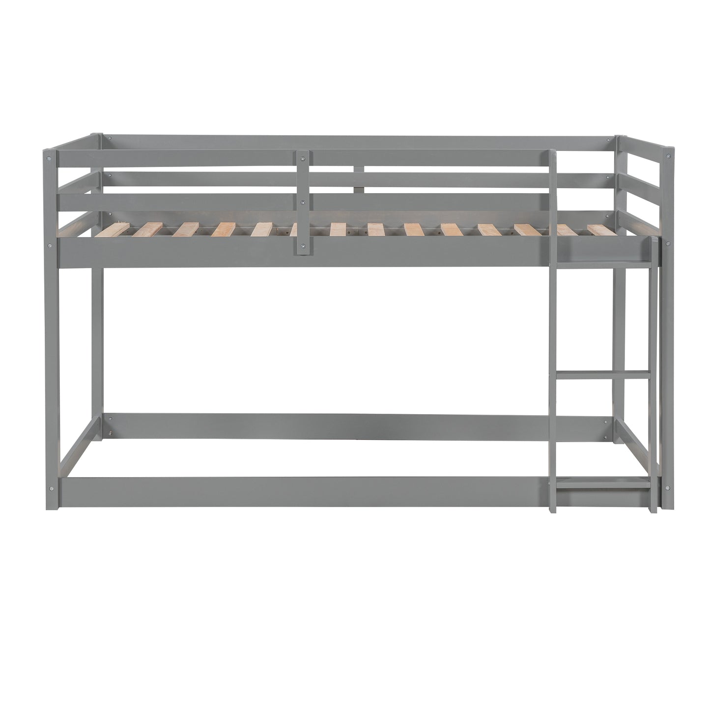 Twin over Twin Floor Bunk Bed with Ladder, Gray(Old SKU:WF293017AAE)