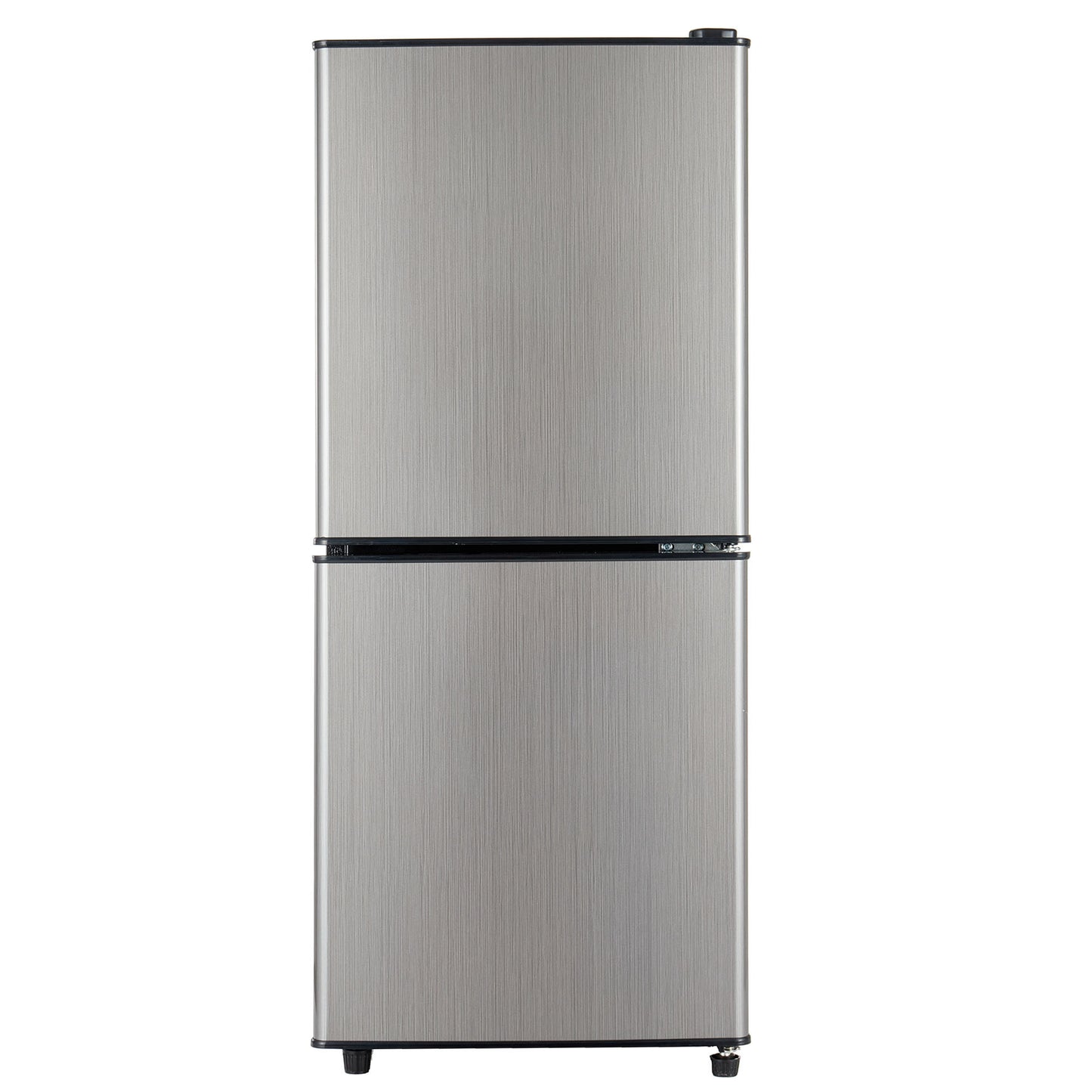 3.6Cu.Ft Dual Zone Refrigerator, 2.2+1.4Cu.Ft 4 Star Freezer, 7 Temperature Settings, 45 dB, Brushed Gray Silver, LED Lighting, Adjustable Shelves, 166kWh/Year, 16.73"×17.52"×40.16 "