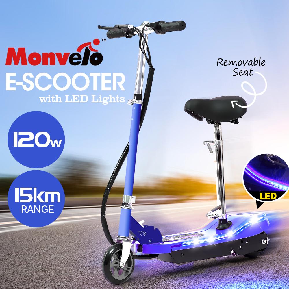 Monvelo Folding Electric Scooter LED Portable Commuter Adults Kids