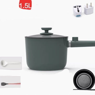 Gray saucepan with lid on a white background
