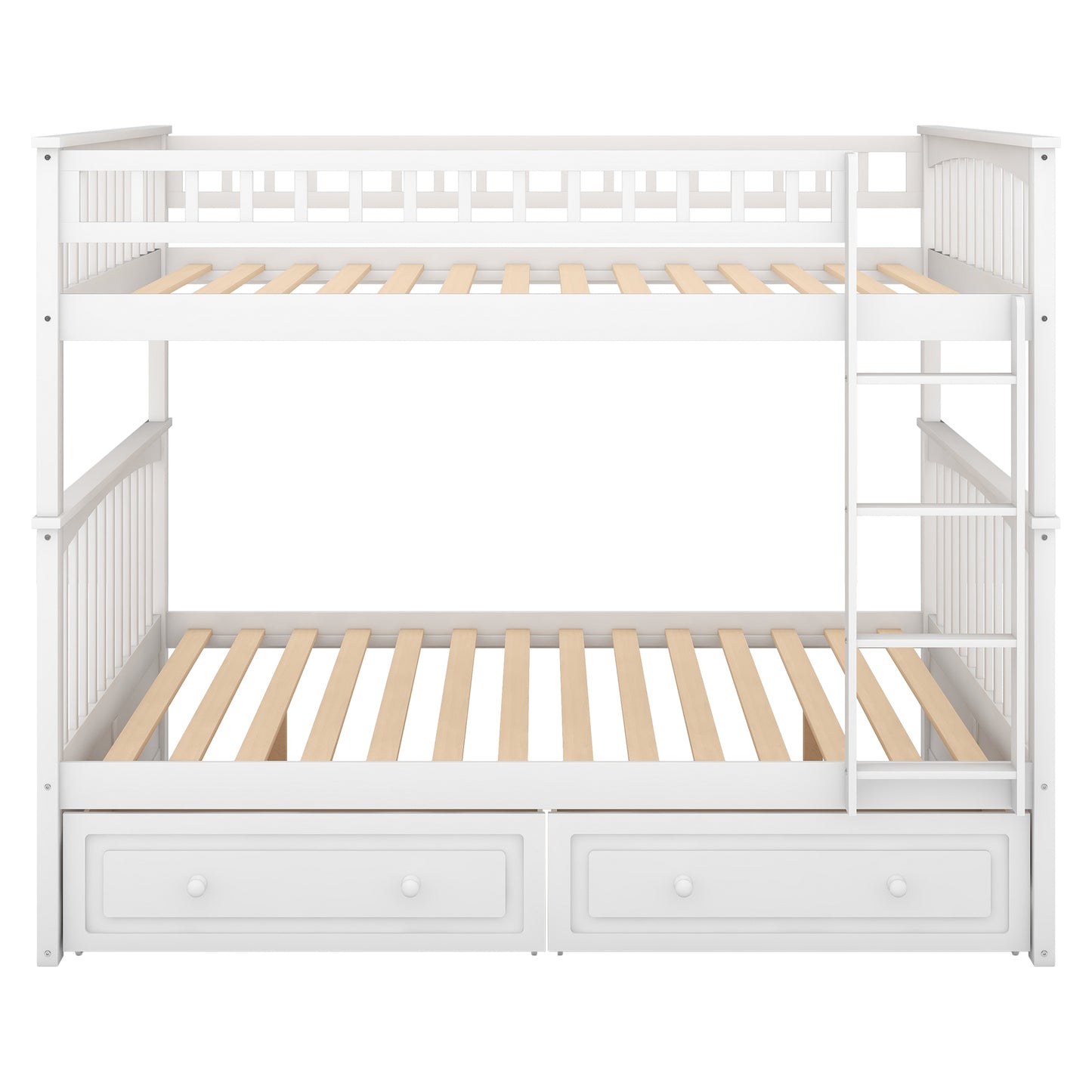 Full over Full Bunk Bed with Drawers, Convertible Beds, White(OLD SKU:SM000241AAK)