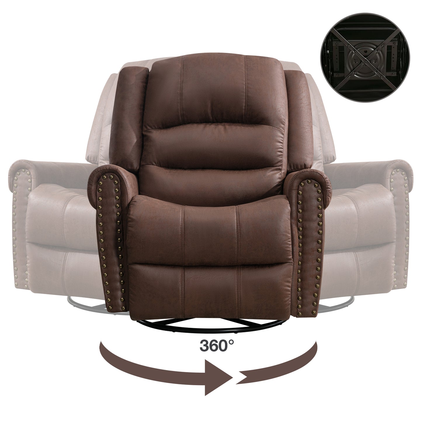 Massage Rocker Recliner Chair Rocking Chairs for Adults Oversized with USB Charge Port Soft Features a Manual Massage and Heat.BROWN