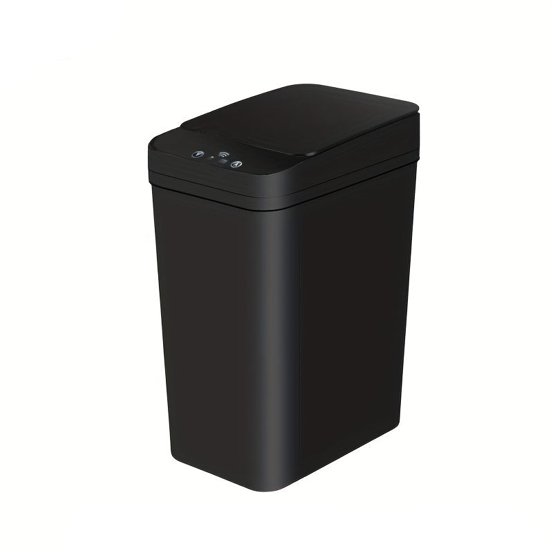 Black rectangular trash can on a white background