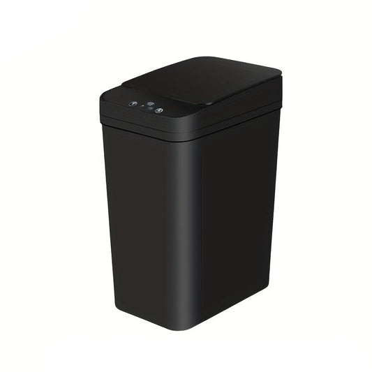 Black rectangular trash can on a white background