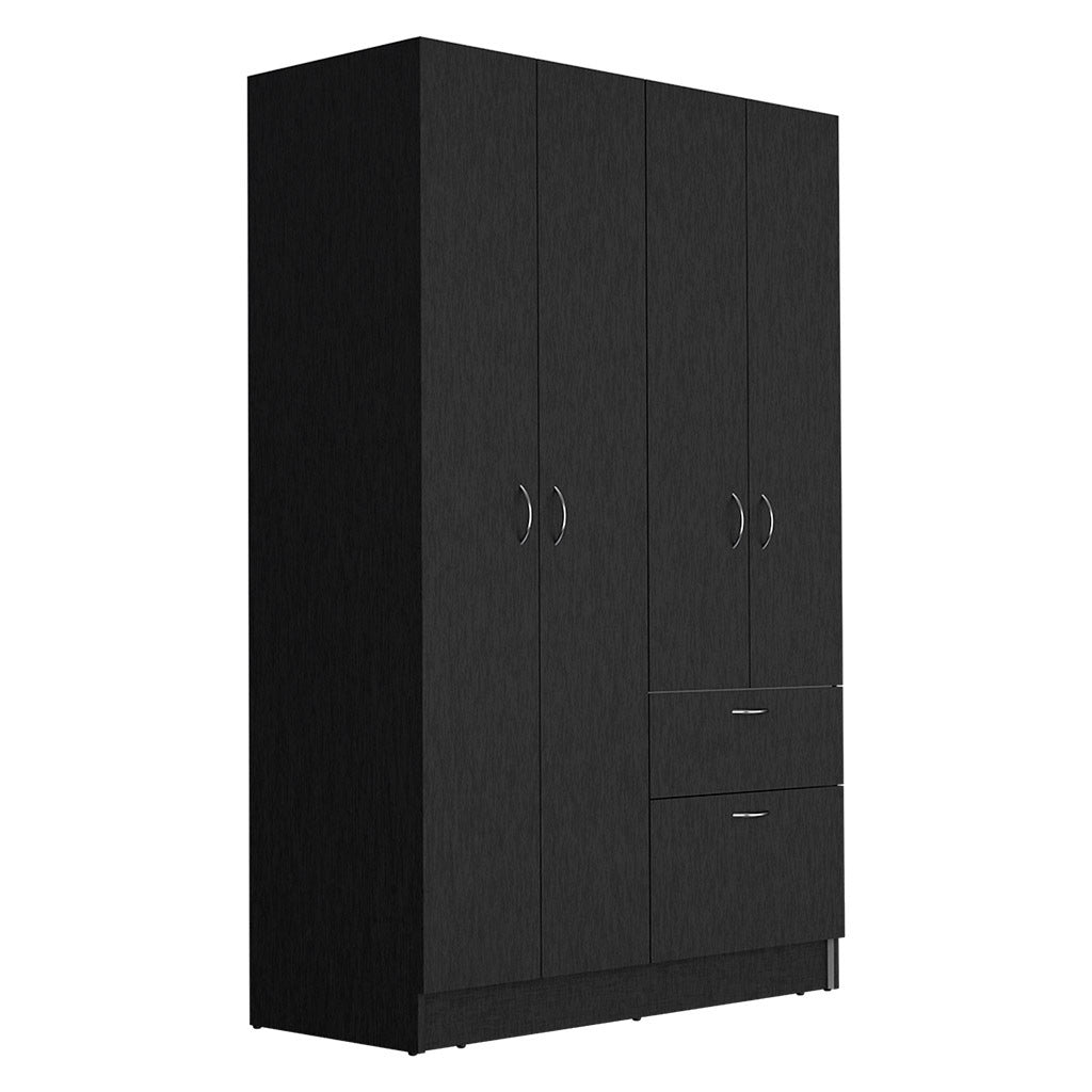 Vaupes Armoire, Double Door Cabinet, One Drawer, Five Interior Shelves, Rod -Black / White