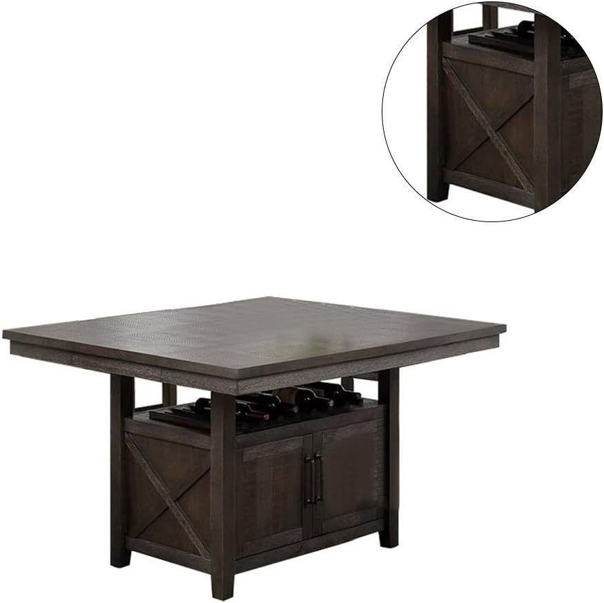 Dining Room Furniture Counter Height Dining Table w Butterfly Leaf Rustic Espresso Table w Storage Base 1pc Dining Table Only