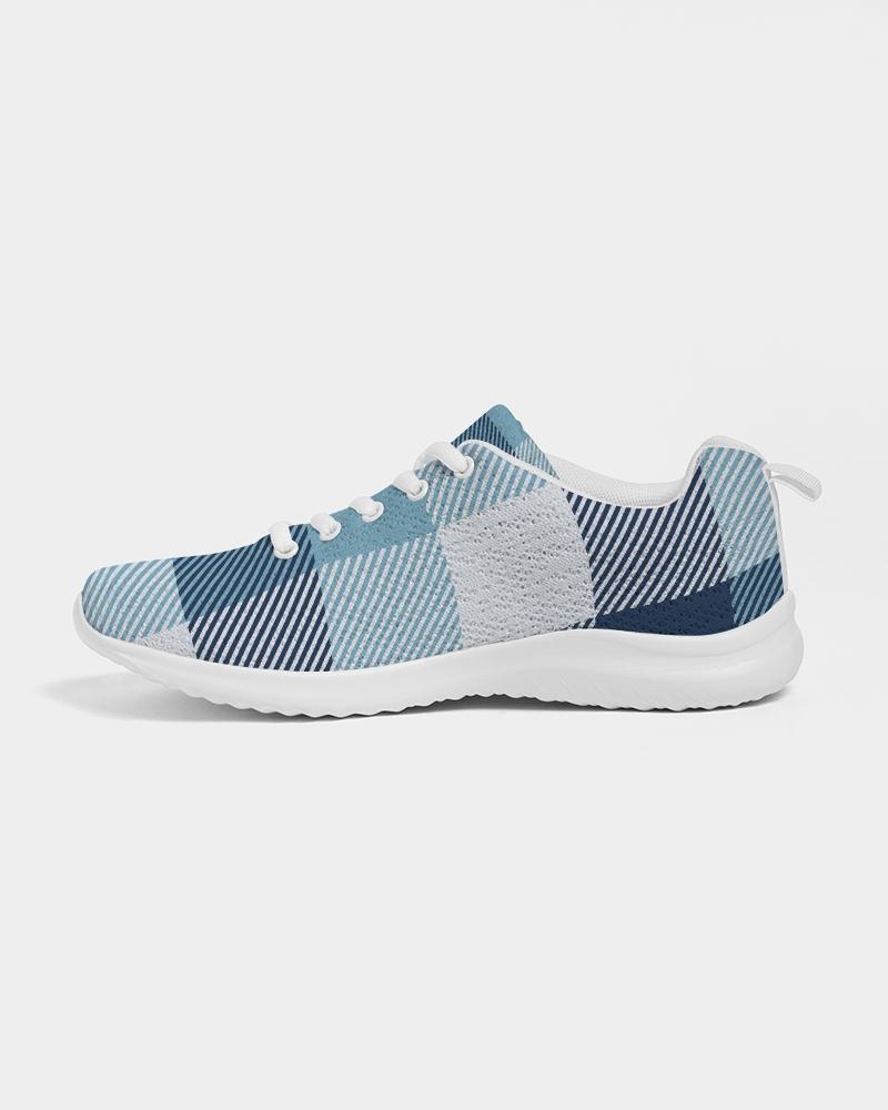 Mens Sneakers, Blue Plaid Low Top Canvas Running Shoes