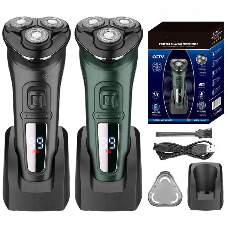 LCD Display IPX7 Waterproof Electric Shaver for Men Wet Dry Beard