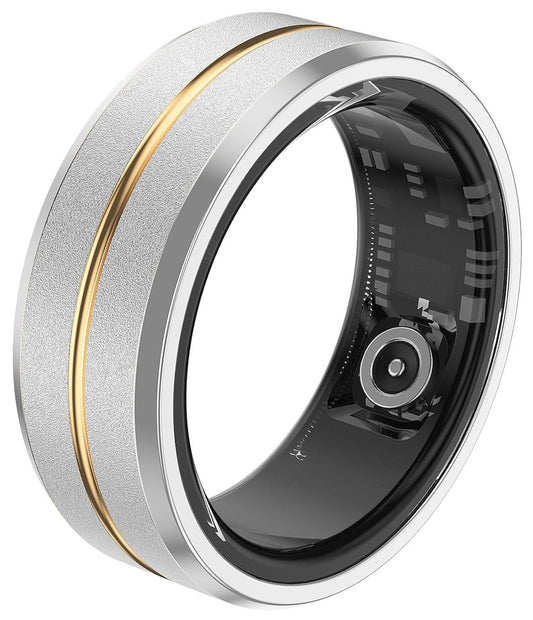Waterproof Smart Ring Fitness Tracker-Silver & Middle Gold-12-21.5 mm