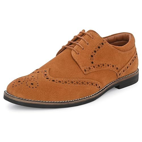 Men's Suede Leather Brogue Derby Lace Up Formal Shoes | Anti Skid Sole