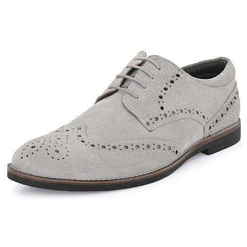 Men's Suede Leather Brogue Derby Lace Up Formal Shoes | Anti Skid Sole