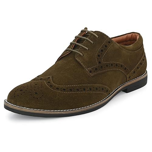 Men's Suede Leather Brogue Derby Lace Up Formal Shoes | Anti Skid Sole