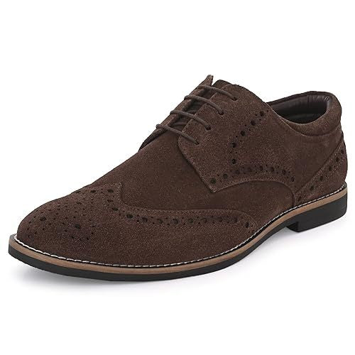 Men's Suede Leather Brogue Derby Lace Up Formal Shoes | Anti Skid Sole