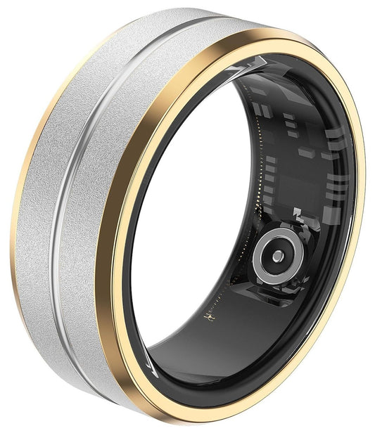 Waterproof Smart Ring Fitness Tracker-Silver & Side Gold-10-19.9 mm