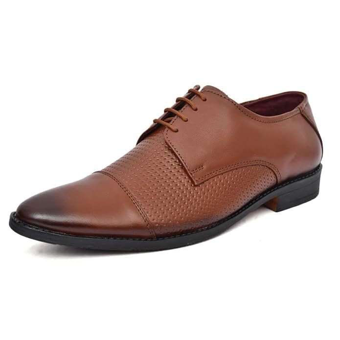 Men's Leather Formal Derby Shoe (Size-UK-6 (Color-TAN)