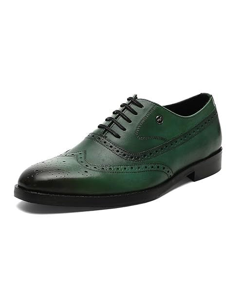 Mens Solid Lace Up Genuine Leather Formal Brogue