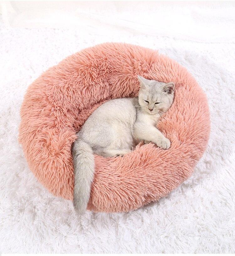 Soft Pet Dog Bed Round Winter warm Long Plush Dog House Cushion Cat