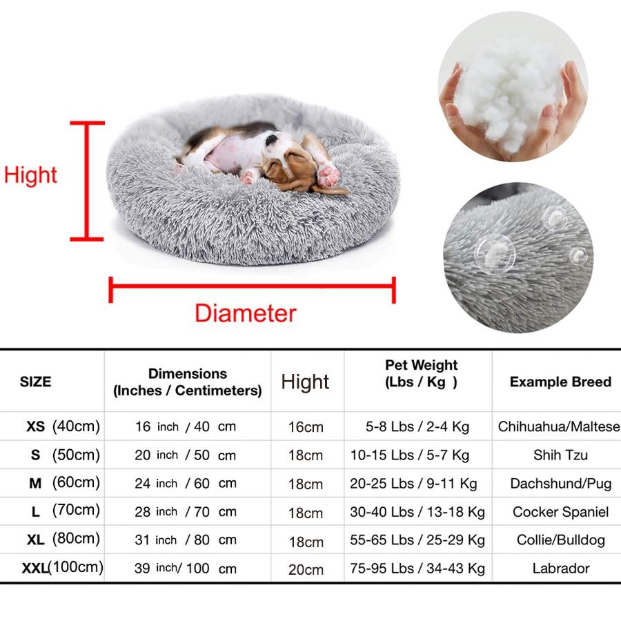 Soft Pet Dog Bed Round Winter warm Long Plush Dog House Cushion Cat