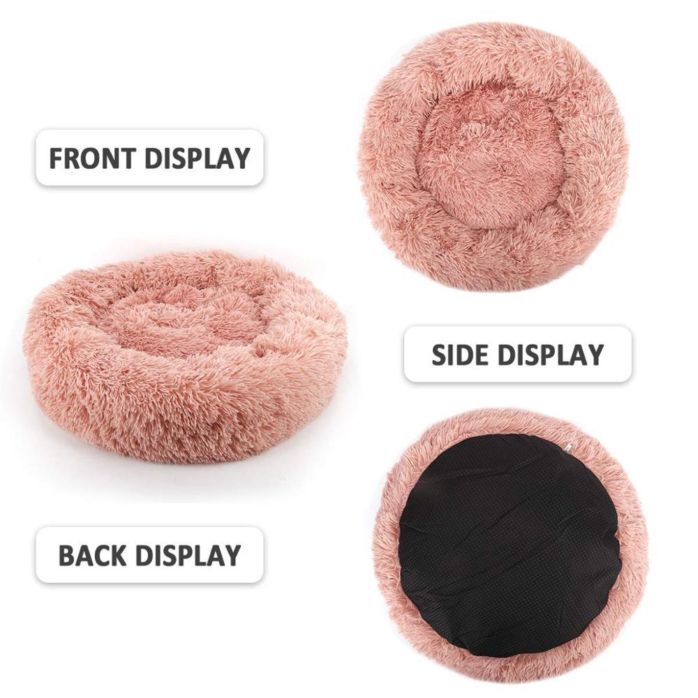 Soft Pet Dog Bed Round Winter warm Long Plush Dog House Cushion Cat